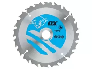 Image of OX Tools OX-TCTW-1841620 OX Wood Cutting Circular Saw Blade 184mm x 16 x 20T ATB