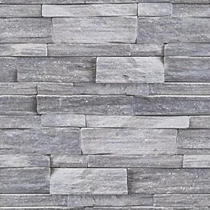 Image of Superfresco Easy Stone Wall Grey Decorative Wallpaper - 10m