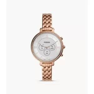 Image of Fossil Womens Hybrid Smartwatch Hr Monroe Rose Gold-Tone Stainless Steel - Rose Gold