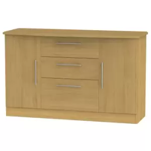 Image of Edina Ready Assembled 2 Door 3 Drawer Sideboard Modern Oak
