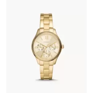 Image of Fossil Womens Rye Multifunction Gold-Tone Stainless Steel Watch - Gold
