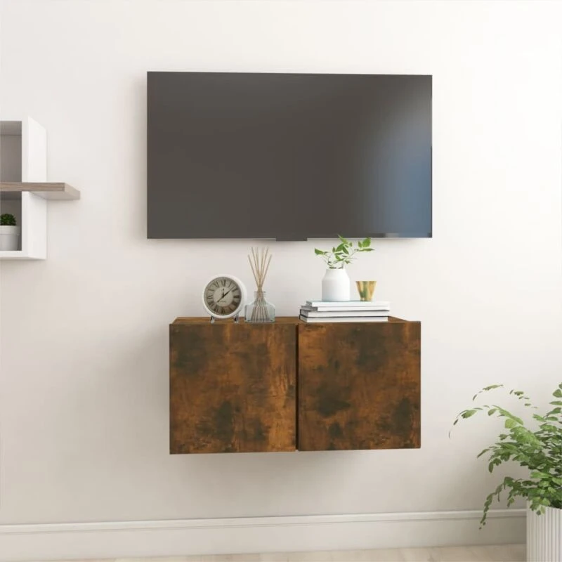 Image of Vidaxl Hanging TV Cabinet Smoked Oak 60X30X30 Cm Engineered Wood, Brown 815867