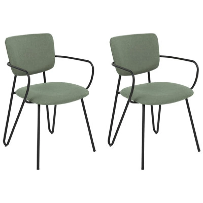 Image of Beliani Set Of 2 Dining Chairs Elko Dark Green