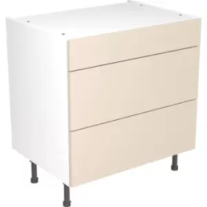 Image of Kitchen Kit Flatpack Slab Kitchen Cabinet Base 3 Drawer Unit Super Gloss 800mm in Cashmere MFC