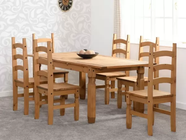 Image of Seconique Corona Pine Extending Dining Table and 6 Chair Set