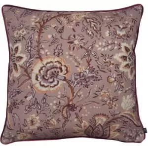 Image of Prestigious Textiles Apsley Jacobean Floral Piped Edge Cushion Cover, Woodrose, 55 x 55 Cm