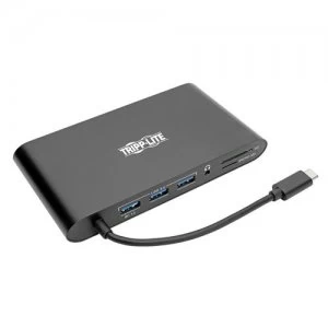 Image of Tripp Lite USB-C Laptop Docking Station with mDP HDMI VGA GbE 4K @ 30Hz Thunderbolt 3 - USB-A PD Charging Black
