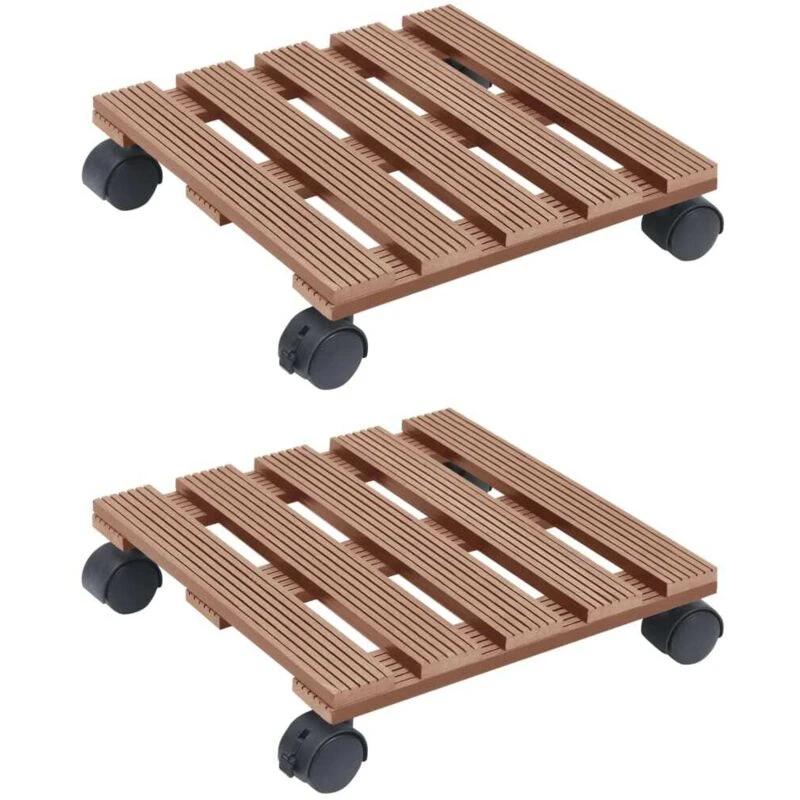 Image of VIDAXL Plant Trolleys 2 pcs Brown 30x30x7.5cm wpc Vidaxl 8720286195314