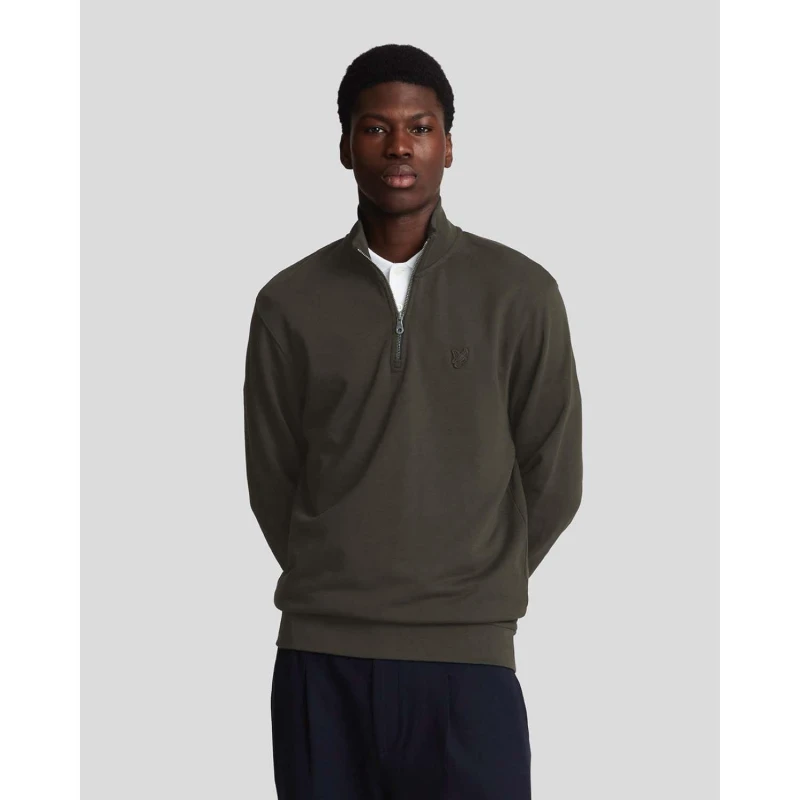 Image of Lyle and Scott Tonal Eagle Quarter Zip Sweatshirt Green male XS