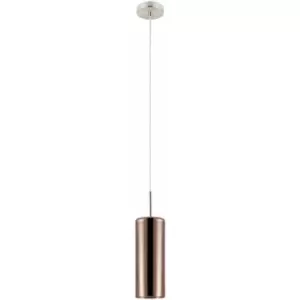 Image of Pendant Light Satin Nickel Shade Copper Coloured Glass Vaporized Bulb E27 1x15W