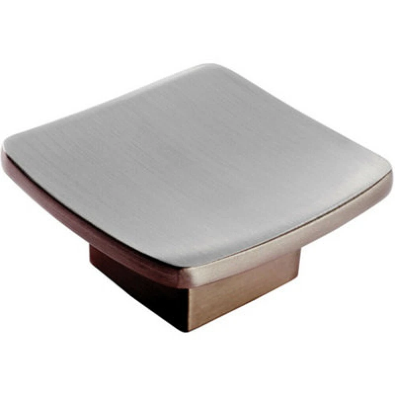 Image of Loops Square Curved Cupboard Door Knob 45 x 45mm Satin Nickel Cabinet Handle Metallics unisex