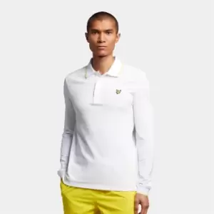 Image of Mens Ls Tipped Polo - White/Sunshine Yellow - M