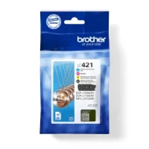 Image of Brother LC421VAL Black and Colour Ink Cartridge 4 Pack (Original)