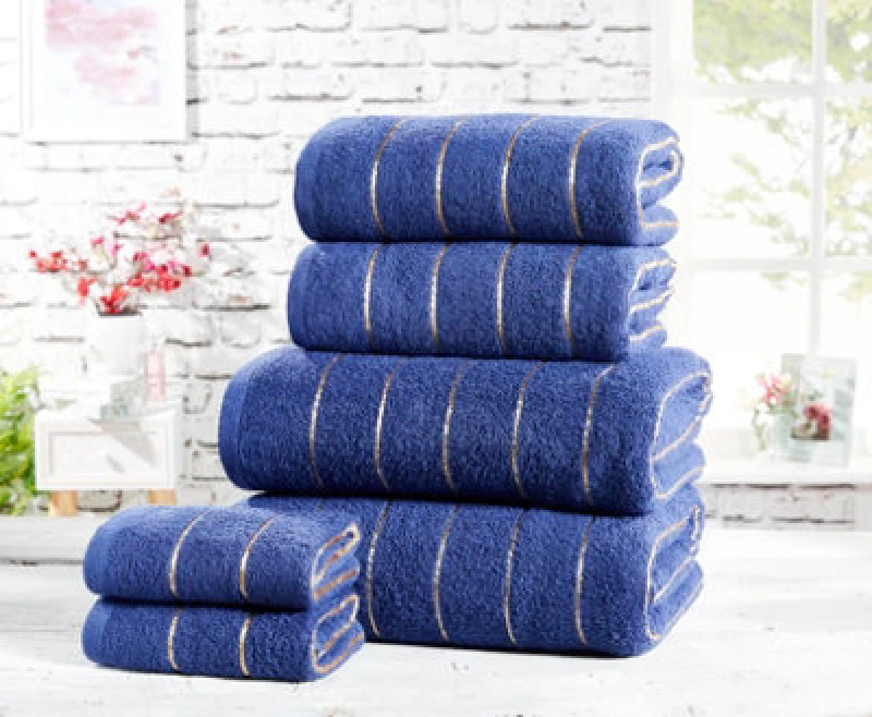 Image of Rapport Home Sandringham Towel Pure Cotton Face Navy/gold
