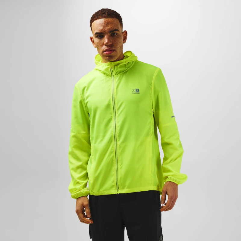 Image of Karrimor Mens Water Resistant Hooded Long Sleeve Performance Running Jacket Fluo Yellow male XS
