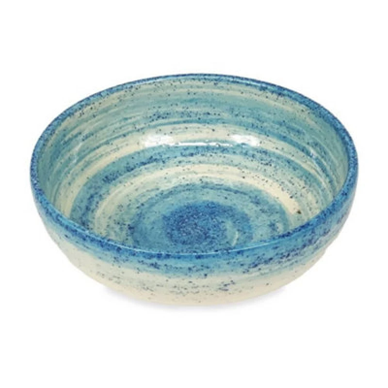 Image of Verano Spanish Ceramics Pastel Beach Hand Painted Kitchen Dining Table Shallow Bowl Set Of 4 Blue 14Cm (Diam)