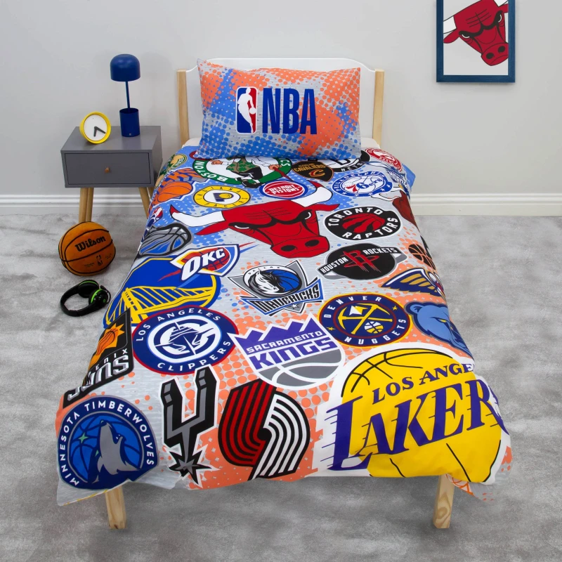 Image of NBA Divide Single Polycotton Duvet Multi