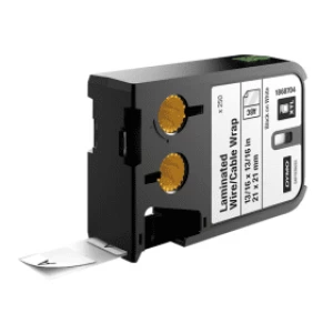 Image of Dymo 1868704 Black on White Laminated Wire Cable Wrap 21mm x 21mm 250 Pre Sized Labels