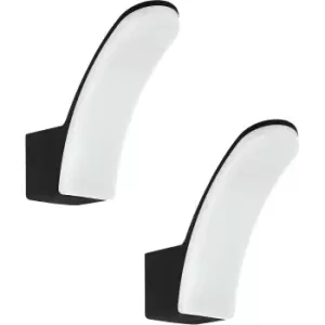 Image of 2 PACK IP44 Outdoor Wall Light Black Aluminium 11W Built in LED Porch Lamp