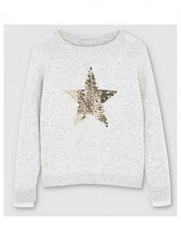 Image of Mintie By Mint Velvet Girls Sequin Star Jumper - Grey
