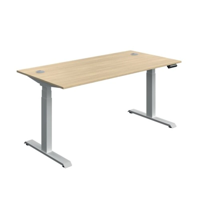 Image of Serrion Dual Motor Sit/Stand Desk 1600x800x630-1290mm Oak/Silver KF800348