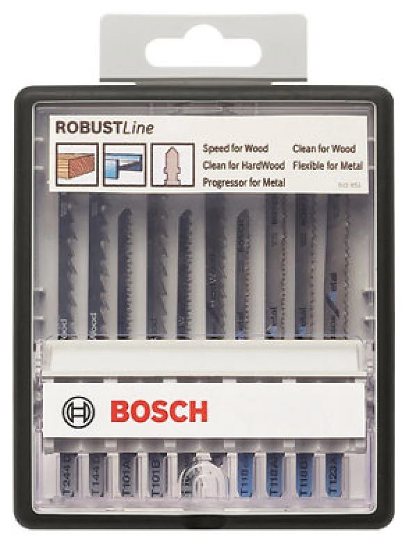 Image of Bosch PRO 10 Piece Wood and Metal Cutting Jigsaw Blade Set 2607011943