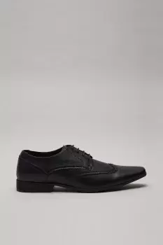 Image of Mens Black Leather Look Brogue Shoes