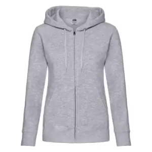 Image of Fruit Of The Loom Ladies Lady-Fit Hooded Sweatshirt Jacket (S) (Heather Grey)