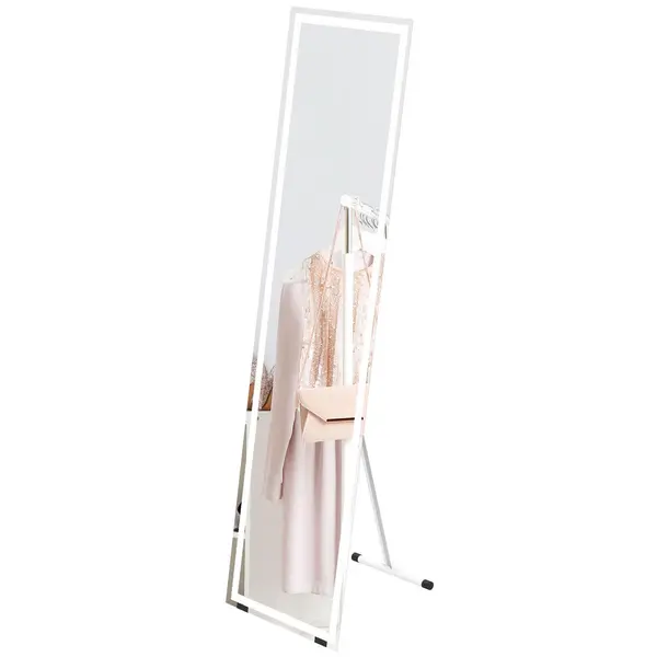 Image of Full Length Mirror with LED Light Wall Mounted Hanging Mirror White