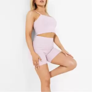 Image of I Saw It First Rib Cami Top And Cycling Shorts Co-Ord Set - Purple