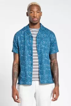 Image of Linen-Blend 'NosiBotanical Hula' Short Sleeve Shirt