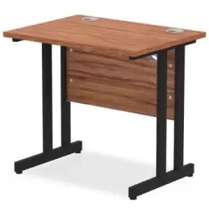 Image of Impulse 800 x 600mm Straight Desk Walnut Top Black Cantilever Leg