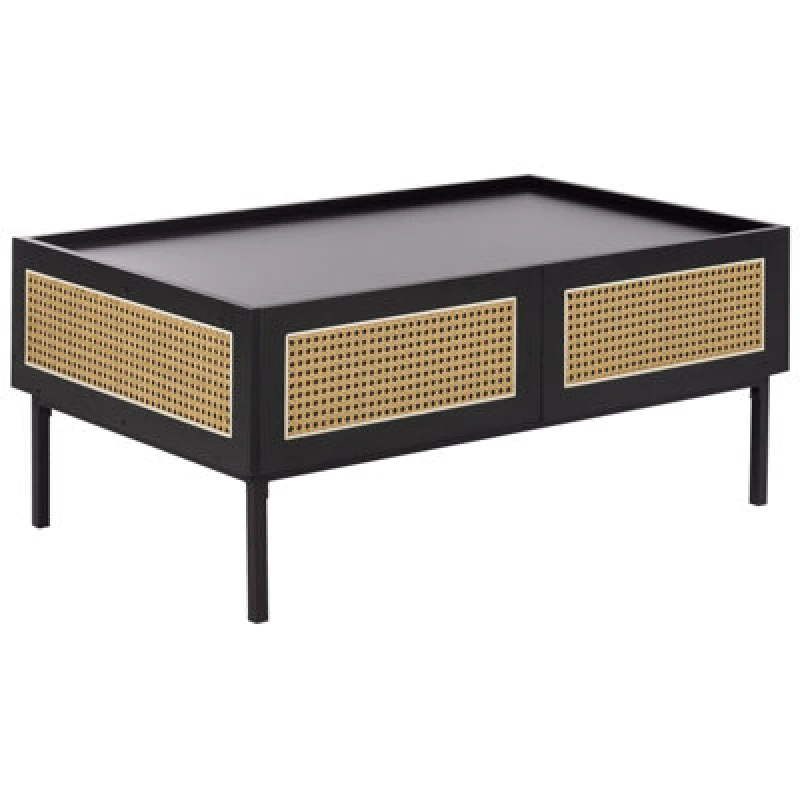 Image of Beliani Coffee Table Cullen Rattan Black With Storage