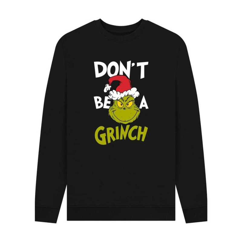 Image of The Grinch Mens Don't Be A Grinch Graphic Sweatshirt in Black Size: Small Black Male S