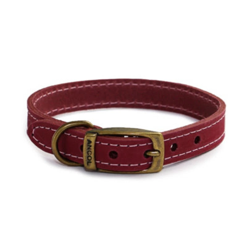 Image of Ancol Timberwolf Leather Collar Lightweight Comfort Pink