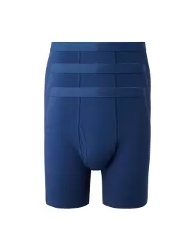 Image of Cotton Traders Mens 3 Pack Ultra-Comfort Longer Length Trunks in Blue