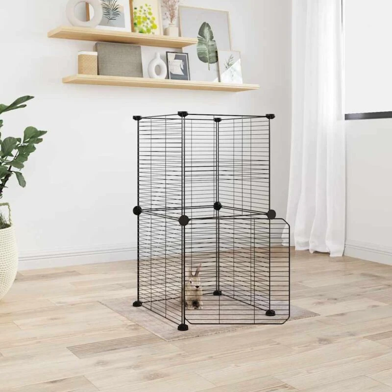 Image of VIDAXL Vidaxl - 8-Panel Pet Cage with Door Black 35x35cm Steel 8720287190684