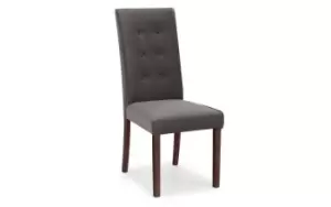 Image of Julian Bowen Madrid Dark Grey Velvet Dinig Chair With Walnut Finish Legs