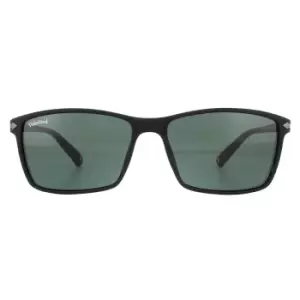 Image of Rectangle Black Rubbertouch G15 Green Polarized Sunglasses