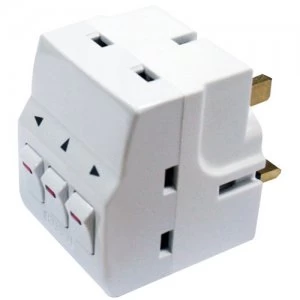 Image of Masterplug 3 Way Adaptor Individually Switched