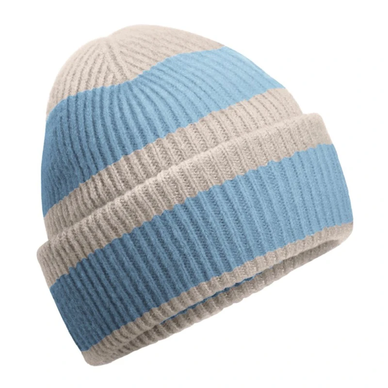 Image of Beechfield Beechfield Men Colour Block Beanie in Cream Cream One Size Male 5063693917463