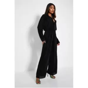 Image of I Saw It First Petite Plisse Wide Leg Trouser - Black