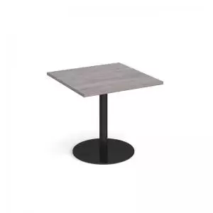 Image of Monza square dining table with flat round Black base 800mm - grey oak