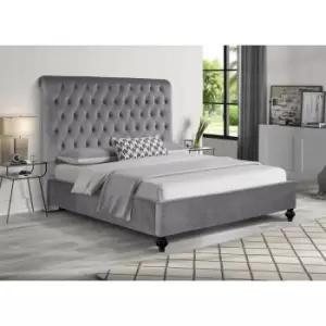 Image of Fiona Upholstered Beds - Plush Velvet, Small Double Size Frame, Grey - Grey