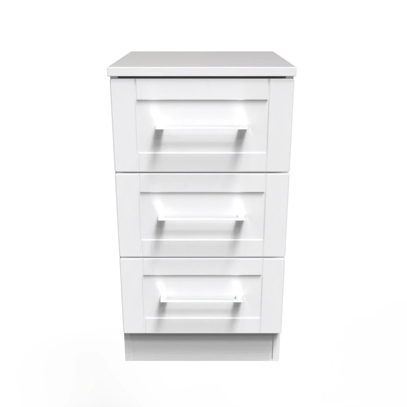 Image of Ripon 3 Drawer Bedside Cabinet In White Ash (Ready Assembled)