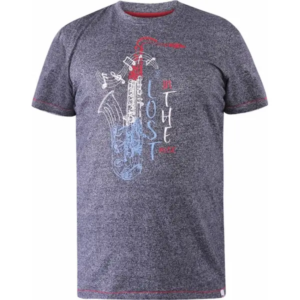 Image of D555 by Duke Duke Mens Big Size Saxophone Print Cotton Crew Neck T Shi
