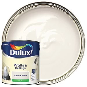 Image of Dulux Walls & Ceilings Jasmine White Silk Emulsion Paint 2.5L