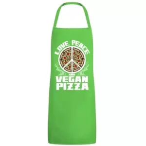 Image of Grindstore Unisex Adult Love Peace And Vegan Pizza Full Apron (One Size) (Green) - Green