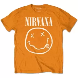 Image of Nirvana - White Smiley Kids 5-6 Years T-Shirt - Orange