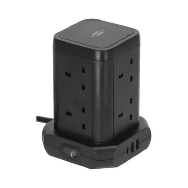 Image of Brennenstuhl Tower Extension Lead 8-Way - 8 Sockets & 3 USB Charging Ports